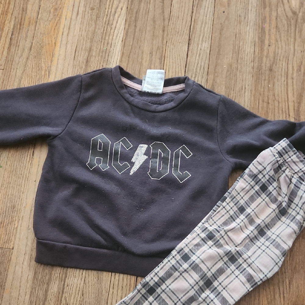 Black Graphic Sweatshirt with Plaid Pants